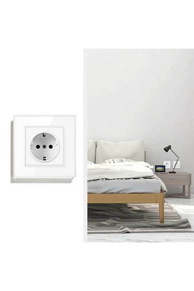 CLASSLIGHTS Priză cu ramă din sticlă securizată, 16A, albă