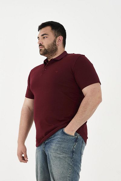 Maccali تي شيرت رجالي Elite Comfort بأكمام قصيرة وياقة بولو صيفية أساسية باللون الأحمر الداكن