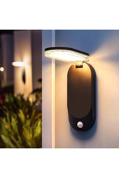 CLASSLIGHTS Lampă solară cu LED Pliabial cu senzor de mișcare - Lampă de perete pentru trotuare și alei,