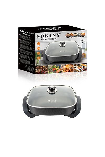 SOKANY Multifunction Electric Frying Pan, Electric Skillet, 1500W, Non-stick, SK-2005, Black