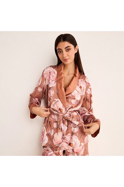 FAV Floral Print Belted Robe Top and Elasticated Pyjama Set