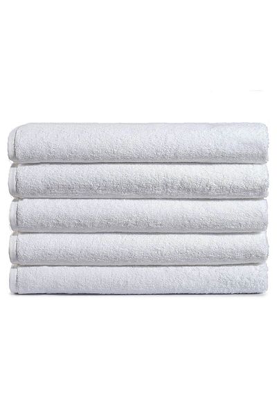 Mira Home 5 Pack Hotel Bath Towel 100% Cotton 90X150 cm White 20/2 Ring 650 Gr