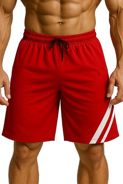 TOP GLORY Red White Pockets Basketball Shorts Sports Shorts