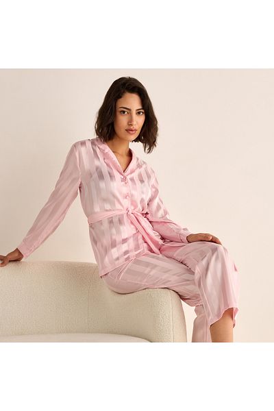 FAV Striped Jacquard Shirt and Pyjama Set