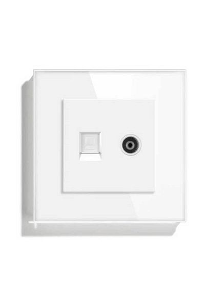 CLASSLIGHTS Priză TV Internet RJ45, Cat6, ramă din sticlă securizată, alb