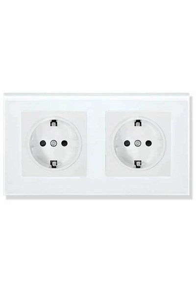 CLASSLIGHTS Priză dublă cu ramă din sticlă securizată, 16a, albă