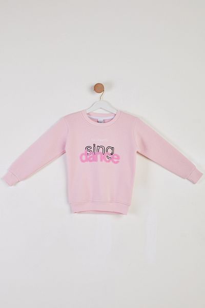 TOFİSA Girl's Powder Embroidered Sweatshirt - 26457