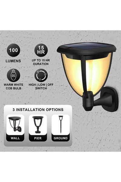 CLASSLIGHTS Set de 2 lămpi solare de perete cu LED 3 în 1 cu 3 accesorii de montare, ideale pentru alei