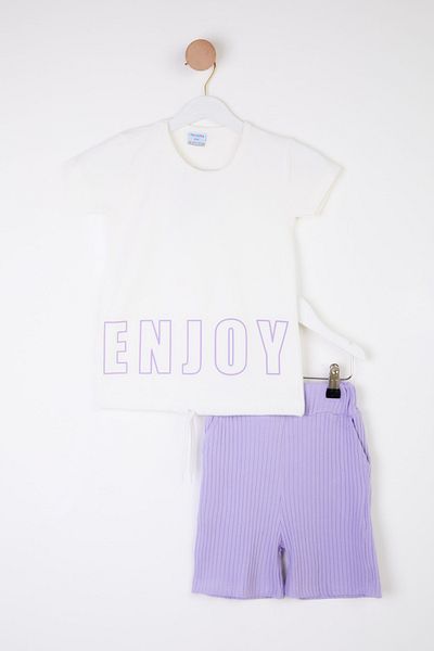 TOFİSA Girl's Lilac Printed Double Set - 25372
