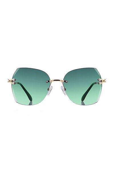 Kinary Women's Crystal Model Multicolor Metal Sunglasses Green No:2