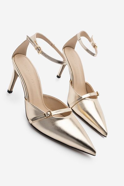 Marjin Stiletto pentru femei Nalin Gold - Tocuri cu vârf ascuțit și cataramă