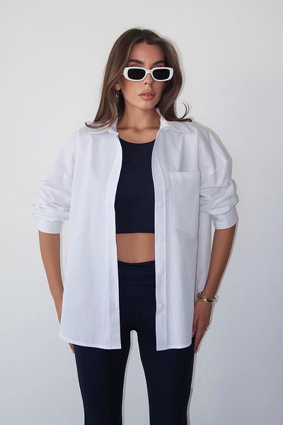 SHERIN White 100% Cotton Oversize Shirt