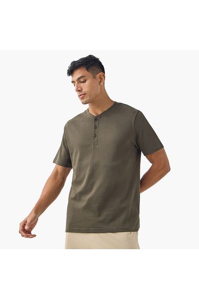 FAV Plain Henley Neck T-shirt and Pyjama Set