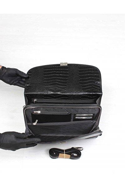 Aka Deri Leather Black Briefcase 255 12