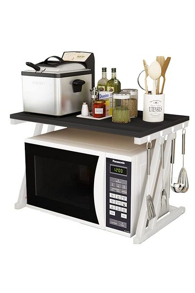 Quasar & Co. Universal Shelf, Microwave Safe, 57x38x38 Cm, Wood/Metal, Black-White