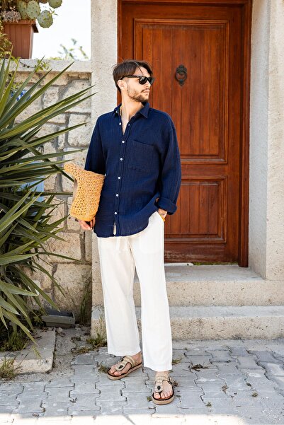 no7man Mikonos Navy Blue Shirt