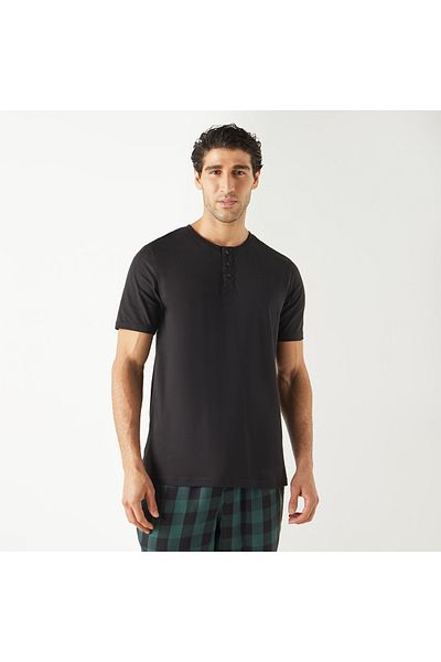 FAV Henley Neck T-shirt and Checked Pyjama Set