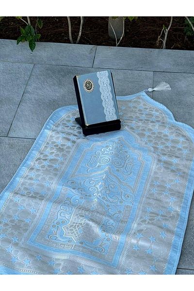 SALSABİL Luxury carpet set with sky blue Quran