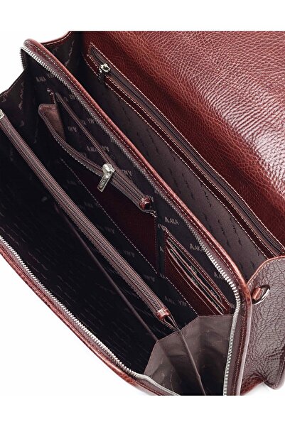 Aka Deri Leather Brown Briefcase 255 61