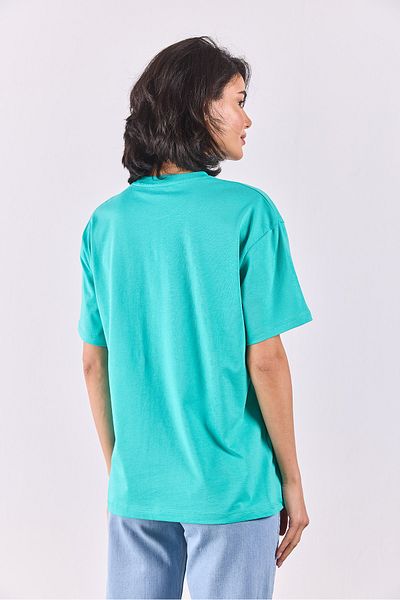 VENA Jeans Printed Crew Neck Regular Fit T-Shirt - Turquoise