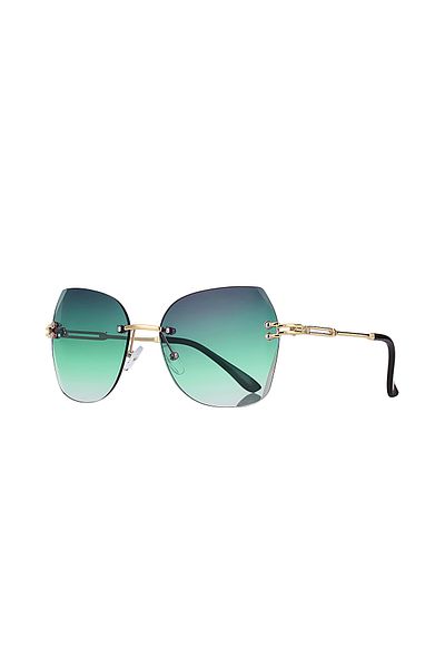 Kinary Women's Crystal Model Multicolor Metal Sunglasses Green No:2