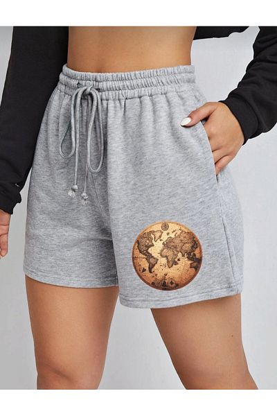 belean World Printed Women's Regular Shorts Sweat-Wicking Summer Home Casual Shorts