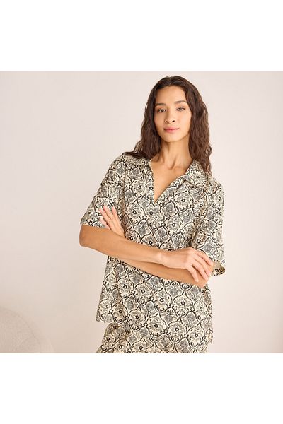 FAV Printed Collar Top and Pyjama Set
