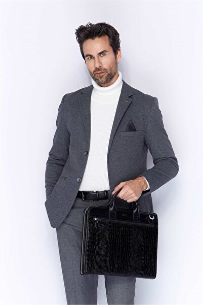 Aka Deri Leather Black Classic Briefcase 241 12