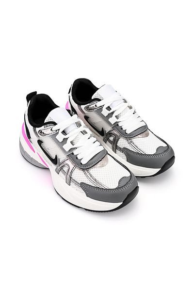 Tmall Pantofi Sport De Dama,Cu Insertii De Plasa,D1432,Alb Cu Gri