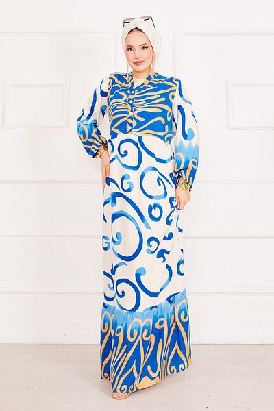 EBRUTESETTÜR Patterned Button Detailed Hijab Dress