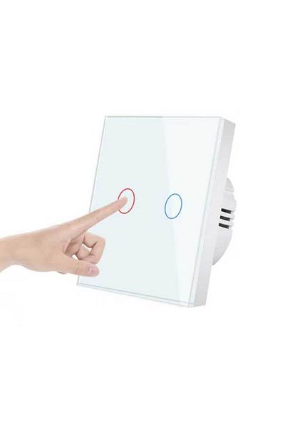 CLASSLIGHTS Întrerupător tactil dublu alb, sticlă securizată, LED