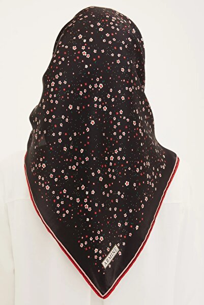 Armine Sura Silk Scarf Nostalgia Black Floral Pattern
