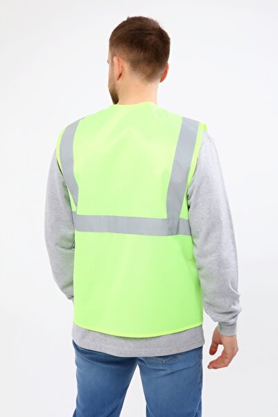 Çamdalı İş Elbiseleri Warning Vest Engineer Multi-Pocket Zippered Card Slot Neon Yellow