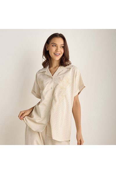 FAV Printed Dobby Shirt and Pyjama Set