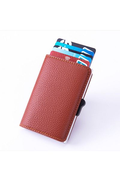 OEM Card Wallet, Light Brown, Slim, 5-6 cards, Eco-leather, RFID, 9.8 x 6.5 x 2 cm
