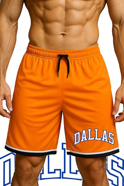 TOP GLORY Pocketed Dallas Printed Basketball Shorts Sports Shorts