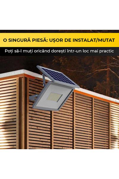 CLASSLIGHTS Proiector solar cu LED, 100w, panou solar policristalin, interior/exterior, baterie de 10.000 Mah