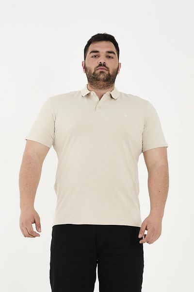 Maccali Men's Elite Comfort Short Sleeve Basic Summer Polo Neck T-Shirt Cream