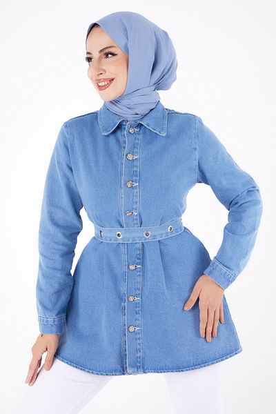 TOFİSA Denim Tunic Ice Blue - 24050