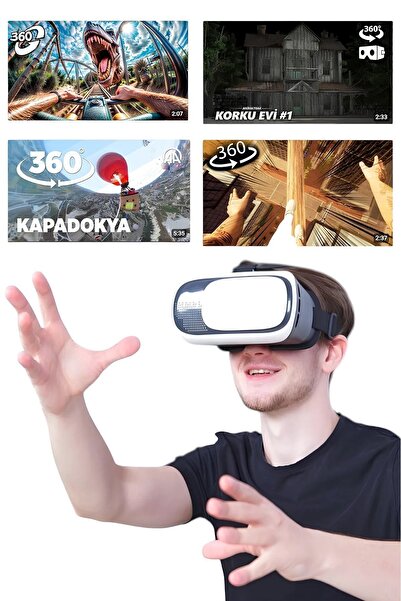 BLGELEKTRONİK Vr 360 Sanal Gerçeklik Gözlüğü Ve Kulaklık Qr Içeik Kodları Full Set