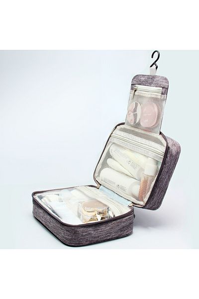 OEM Organizator cosmetice pentru calatorie, Material textil, Compartimente multiple, gri