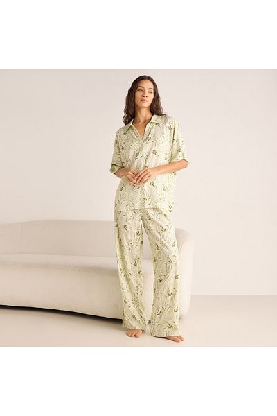 FAV Printed Collar Top and Pyjama Set
