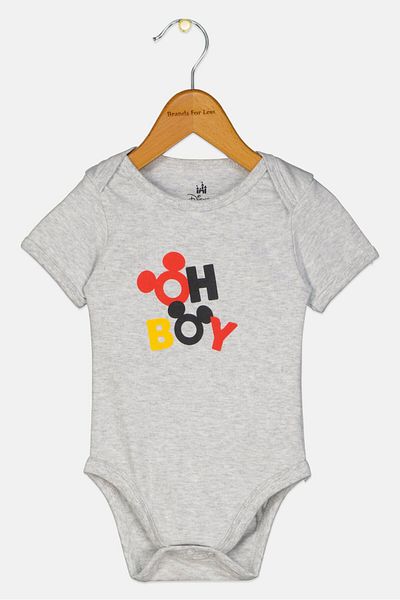 Disney Toddlers Boy Short Sleeve Graphic Print Bodysuits, Grey