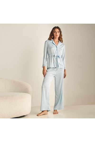 FAV Tie-Up Detail Long Sleeves Shirt and Pyjama Set
