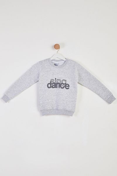 TOFİSA Gray Embroidered Sweatshirt for Girls - 26457