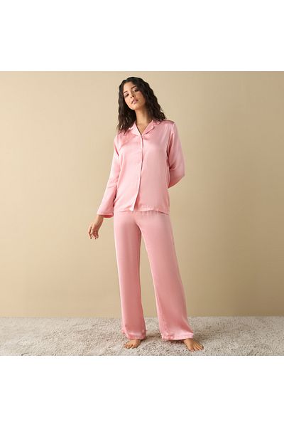FAV Notch Collar Shirt and Pyjama Set