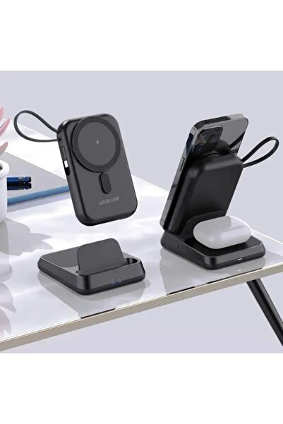 Green Lion 3'ü 1 Arada MagSafe Şarj İstasyonu, Çıkarılabilir 10000mAh Powerba...