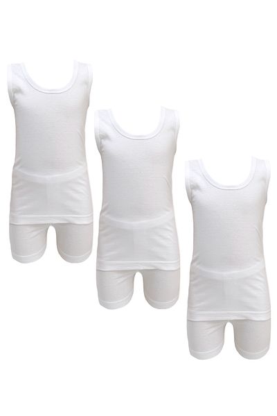 City Rose Fashion 3 - Pieces Boy's Cotton Vest Undershirt and Short underwear set white