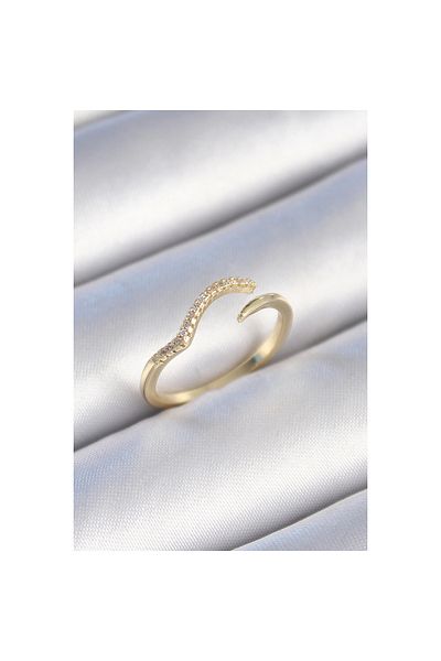 Marsilyan Brass Gold Color Zircon Stone Women's Ring - Tj-Byk3450