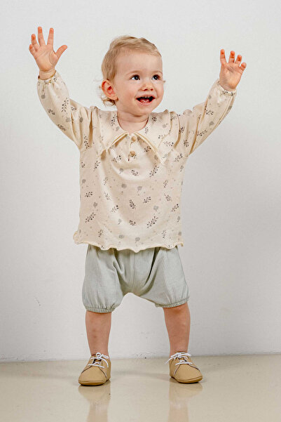 bombe Baby Kids Green Cotton Shorts 2-Piece Comfortable Set Trend Fashion Bottom Top Set